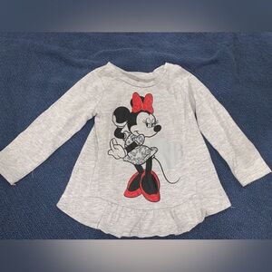 Disney Minnie Mouse Gray and Red Long Sleeve Tee